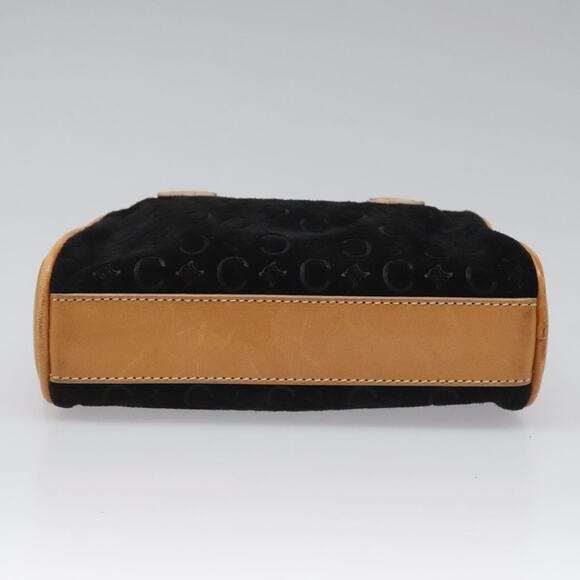CELINE C Macadam Canvas Hand Bag Suede Leather Black Brown Silver - Picture 9 of 12